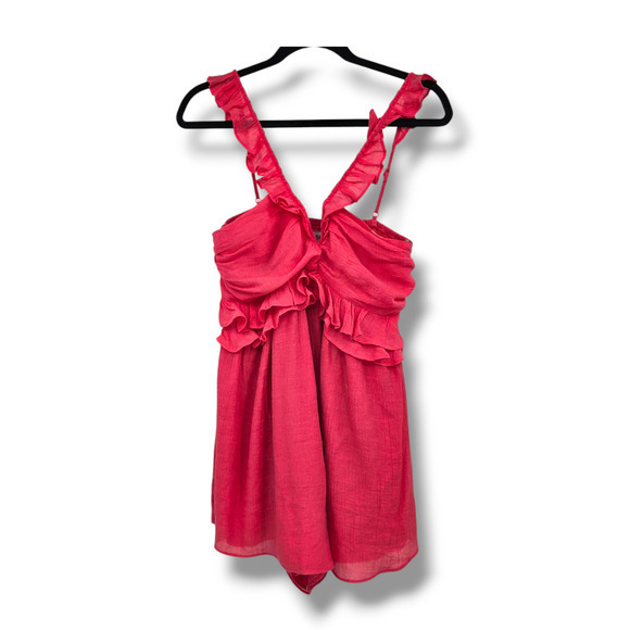 Do + Be Women's Ruffle V Neck Crinkle Fabric Lightweight Romper Orange Size‎ Med - Picture 1 of 11